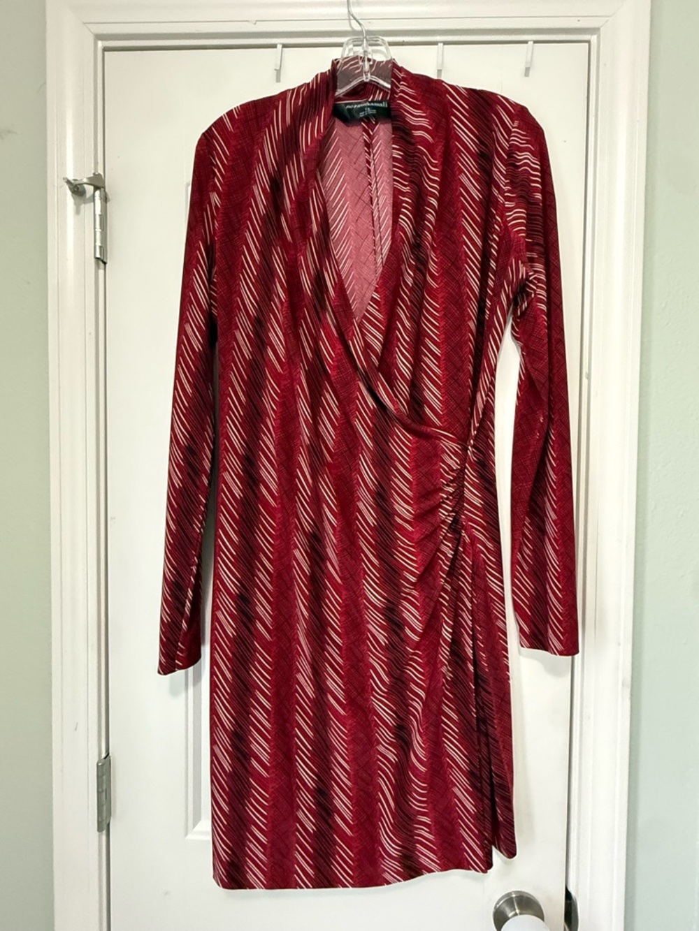 Norma Kamali Red Patterned Wrap Dress